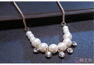 义乌雅雪饰品YX1251 日韩风磨砂珍珠吊钻短项链的批发魅力